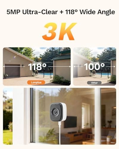 5MP 3K Magnetic Window Security Camera - Night Vision, WiFi, 24/7 Recording, Two gallery