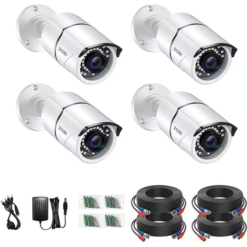 Wired 1080P White Outdoor Bullet TVI Security Camera Compatible for TVI DVR (4-P