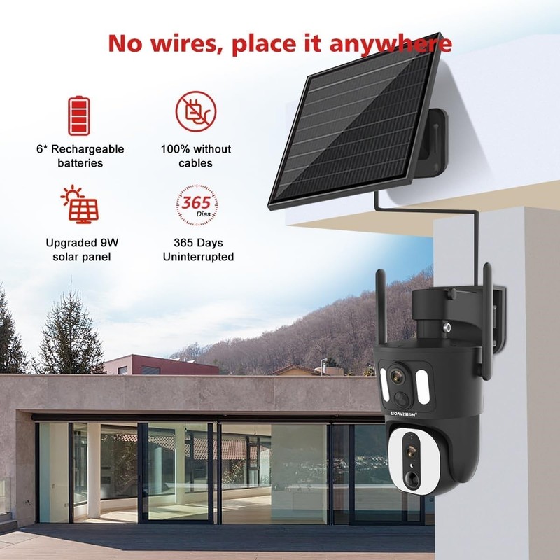 Dual Lens 4G Cellular Security Camera Outdoor with SIM Card 15600mAh 2K HD gallery