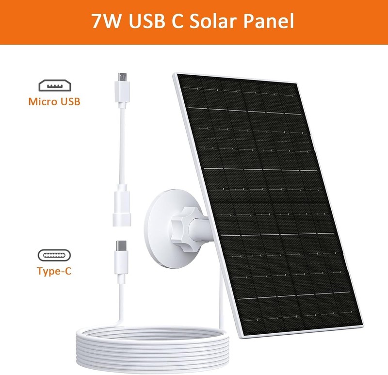 Waterproof 7W Solar Panel for 5V Security Cameras with Adjustable Mount gallery