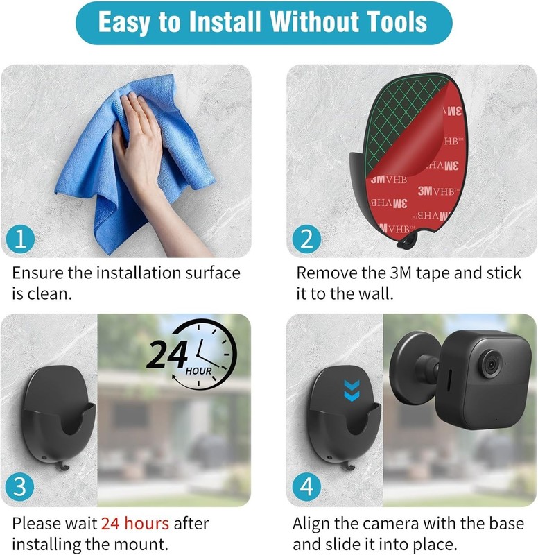 Elegant 3-Pack Adhesive Wall Mount for Blink Cameras - Damage-Free Design gallery