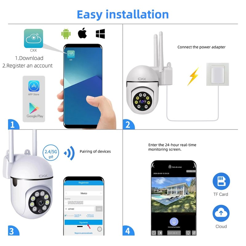1080P Security Camera Outdoor Corded Power, 2MP PTZ WiFi Home Camera (2.4G/5G... gallery