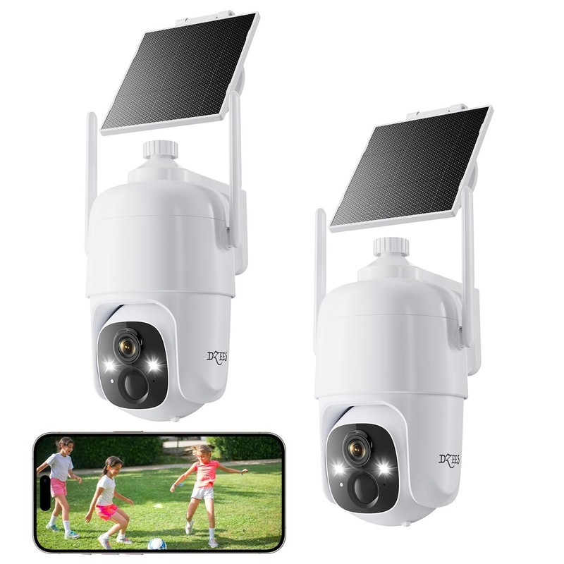 Security Cameras Wireless Outdoor, 2K Pan/Tilt 360° View Solar/Battery Powere…