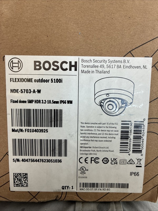 Bosch NDE-5703-A-W Flexidome 5100i 5MP HDR Outdoor Camera 3.2-10.5mm