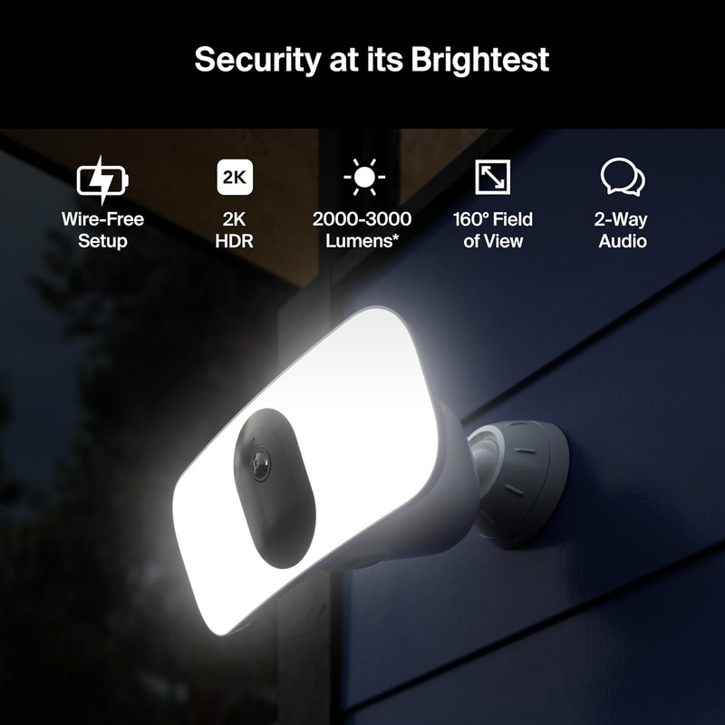 Floodlight Security Camera Wireless Outdoor 2K No Wiring - Arlo Pro 3, Rechargea gallery