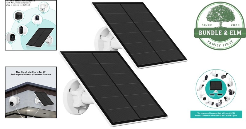 Versatile Solar Panel with USB and Micro USB for Battery Cameras - Waterproof gallery