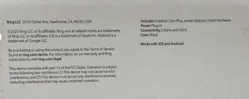 Ring Outdoor Cam Plus Plug-In Security Camera 2K Video Color Night Vision – New gallery