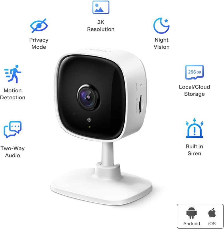 2K Indoor Security Camera for Baby Monitor, Dog Camera W/Motion Detection, 2-Way gallery