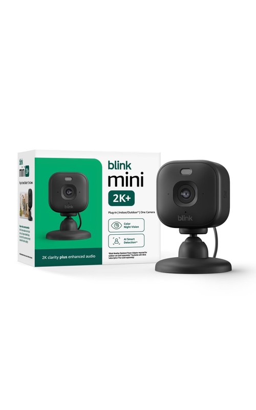Blink Mini 2K+ (newest model) – Plug-in Home & Pet Indoor Security Camera with