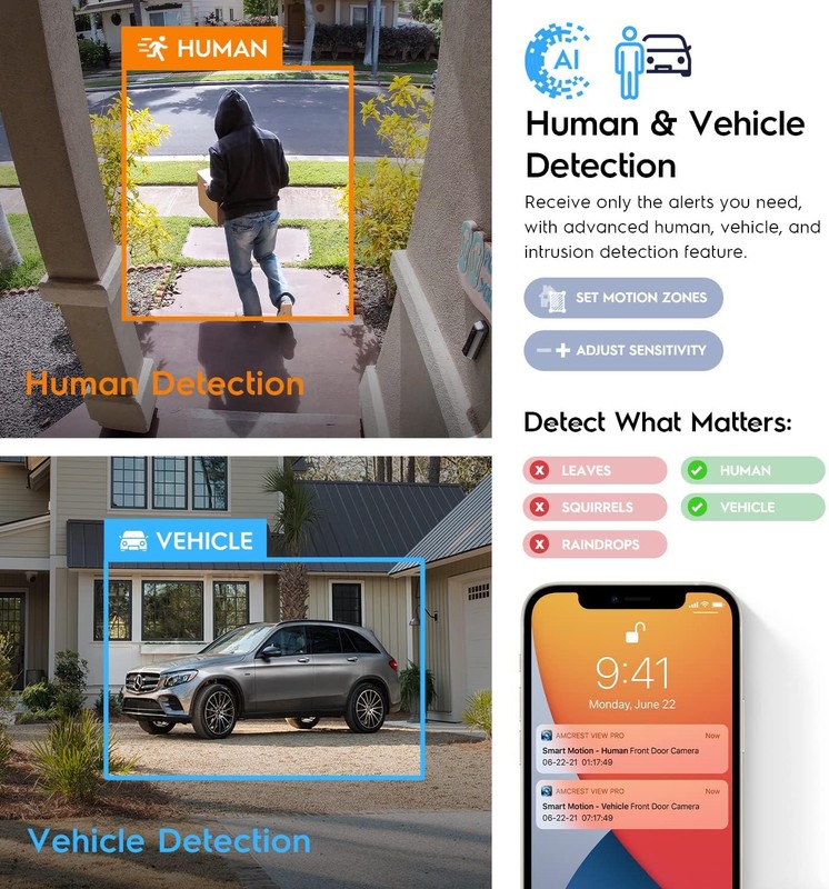5MP IP PoE AI Camera w/ 49ft Color Night Vision, Security Outdoor Bullet Camera, gallery