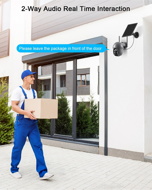 3MP Security Camera Wireless Outdoor, 2K Solar Outdoor Camera with 360° View, Sm gallery