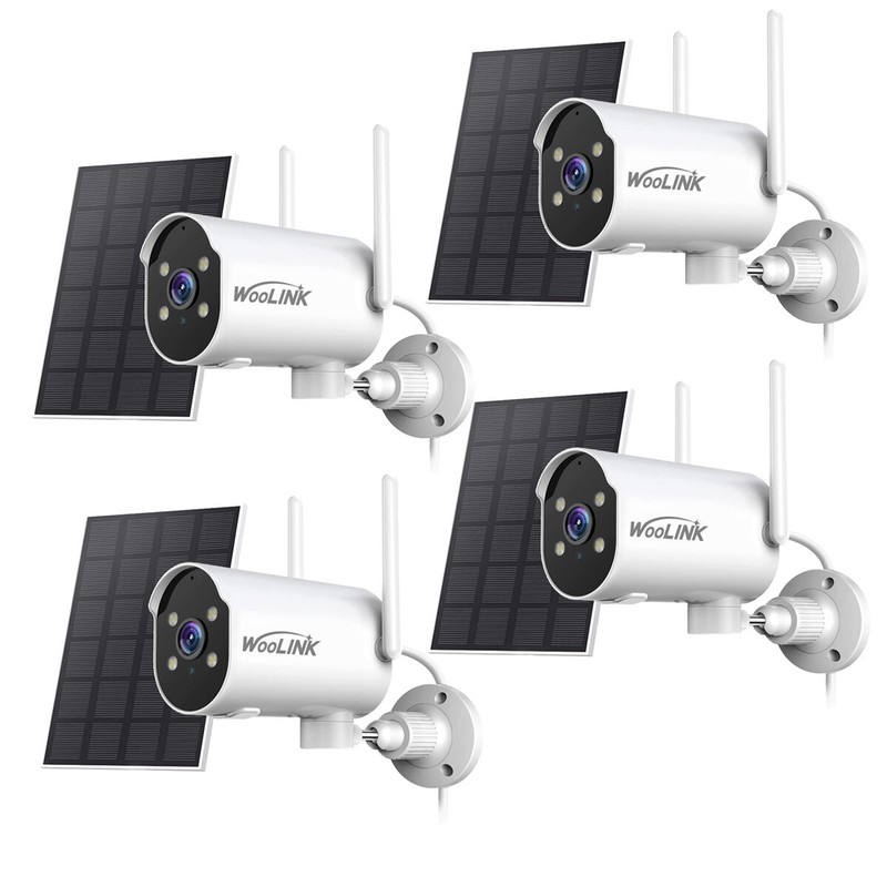 4PacK WiFi Security Camera System Outdoor Solar Battery Powered with Solar Panel