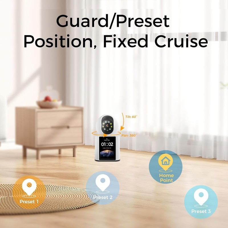 2K Home Security Camera 360° Video 2.8" Screen Motion Detection Auto Tracking gallery