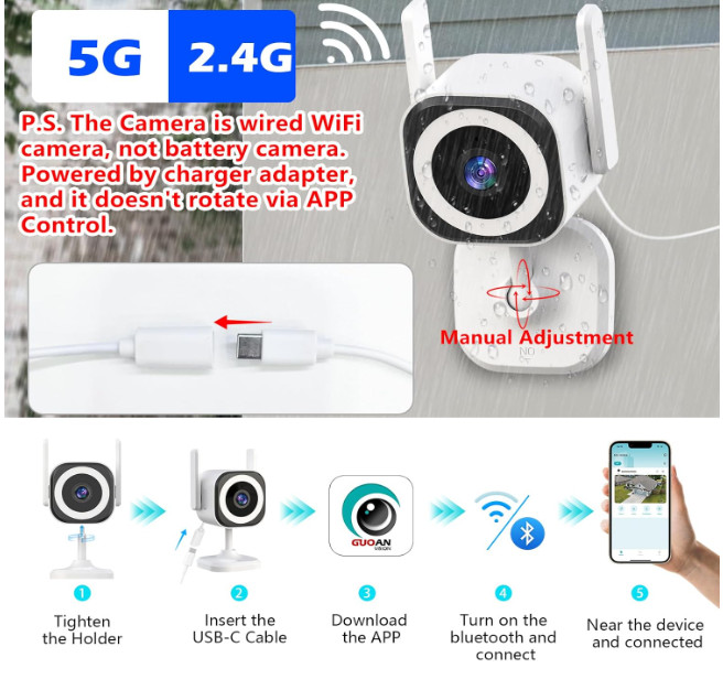 Cámara de seguridad 2K interior/exterior 5G, visión nocturna, IP66 gallery