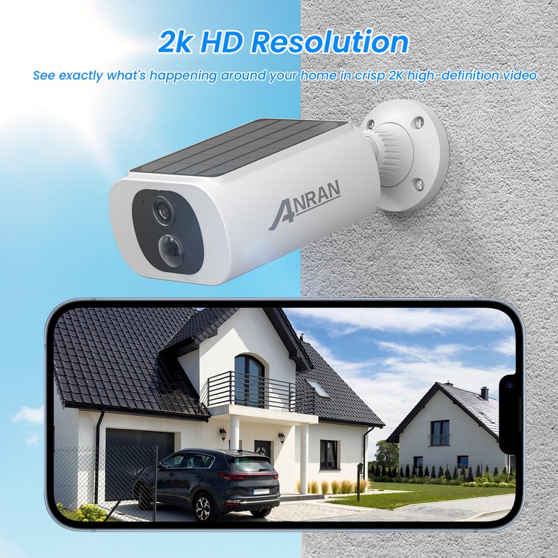 ANRAN 2K Solar Security Camera Outdoor Wire-Free Motion Detection 2 Way Audio IR gallery