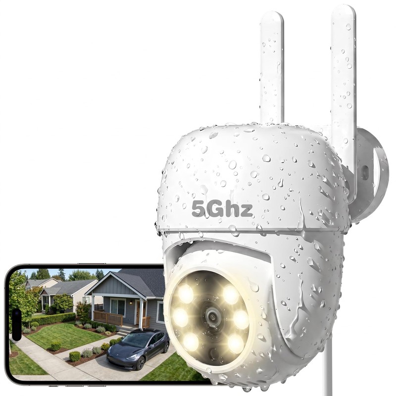 4MP 2.5K Security Camera Outdoor, 2.4G/5G WiFi PTZ Camera for Home Security w…