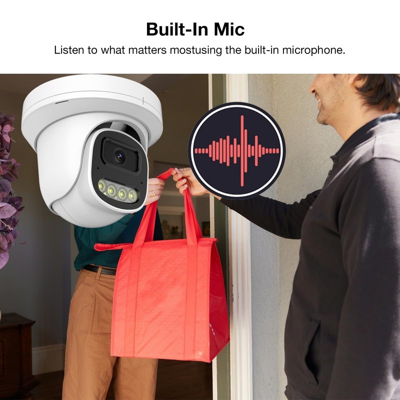 4MP PoE IP Dome Camera with Audio, Waterproof, Night Vision, Motion Detection, 2 gallery