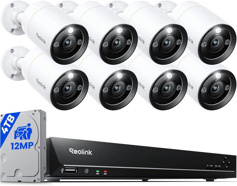 12MP Security Camera System Commercial, 8Pcs H.265 12MP Poe Security Cameras Out