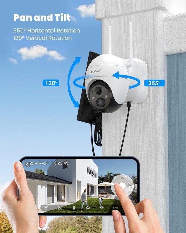 BOIFUN Waterproof Outdoor 2K Wireless WiFi Security Camera Solar Battery Powered gallery