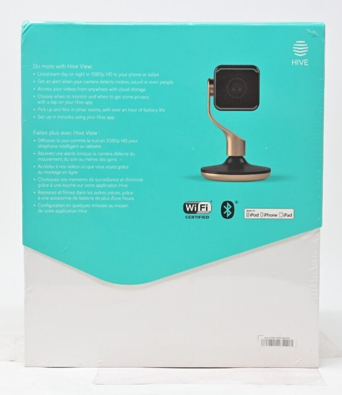 Hive View Smart Wifi Indoor Camera HD, Home Security Black/Brushed Copper gallery