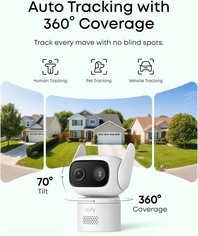 Dual Antenna 360° Wireless Camera with AI Detection for Indoor/Outdoor Use gallery