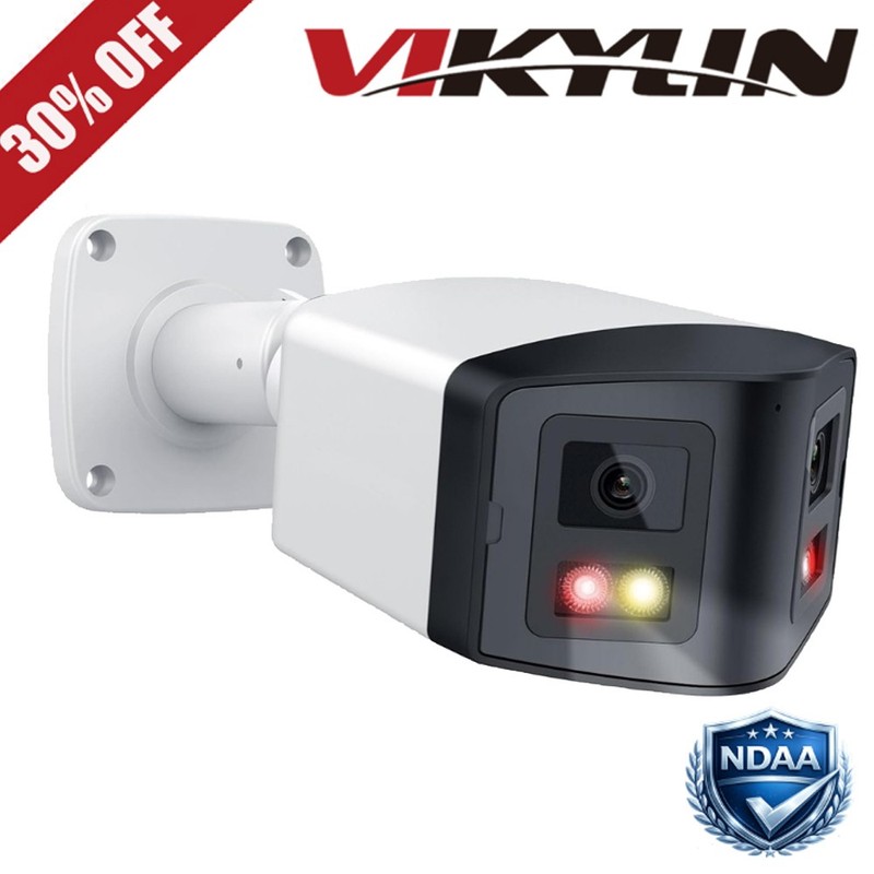 Vikylin 4K 8MP 180° Dual Lens Security Camera CCTV Full Color Night Vision Wired