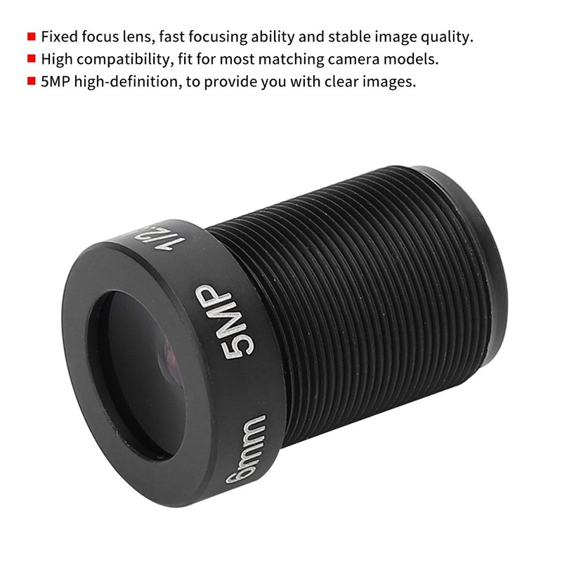 5MP Camera Lens High Definition 6mm Fixed 1/2.5 Image Format M12 Mounts gallery