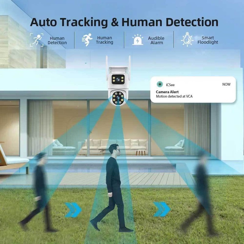 Wireless IP WIFI Camera Outdoor CCTV PTZ Smart Home Security IR Cam Dual lens 4K gallery