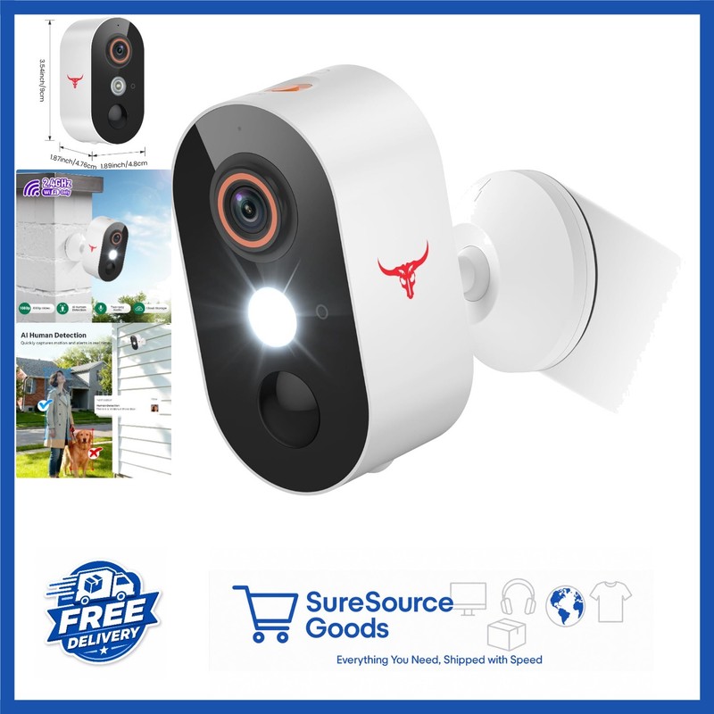 1080p Wireless Camera for Home Security with Night Vision, 2-Way Talk, Battery