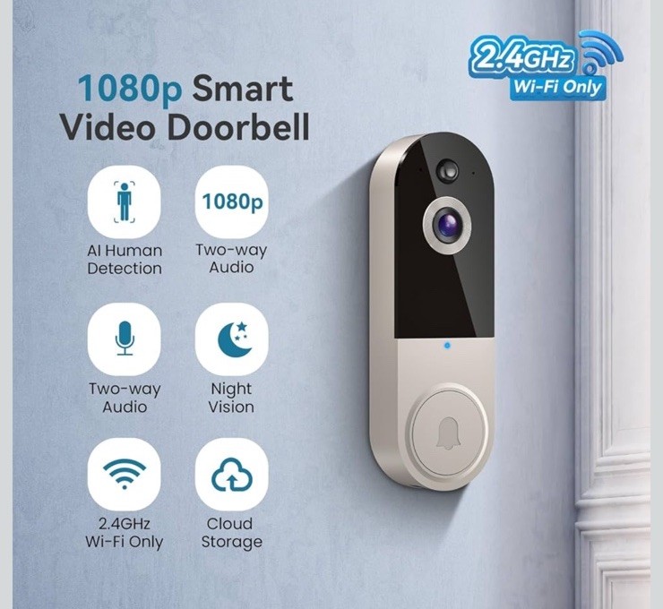 Wireless Wi-Fi Video Doorbell Camera with Night Vision 2.4G WiFi Only (Linen) gallery
