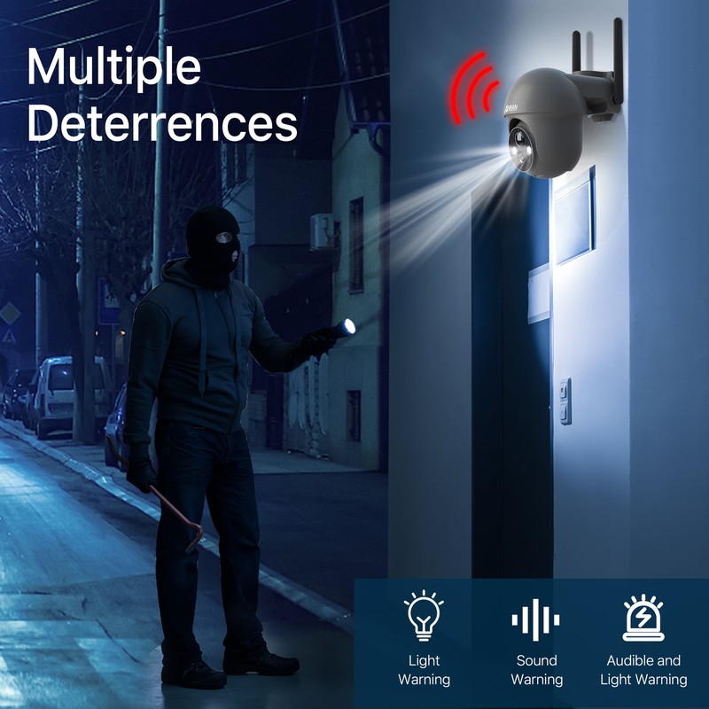 Wireless Solar Security Camera Outdoor 360° Smart Siren Spotlights 2-Way Talk gallery