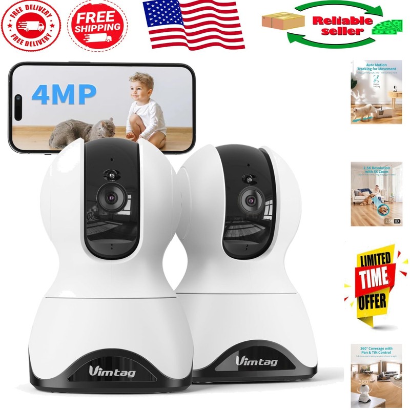 Dual-Band 2.5K Smart Security Cameras for Room & Baby Monitoring with 8X Zoom