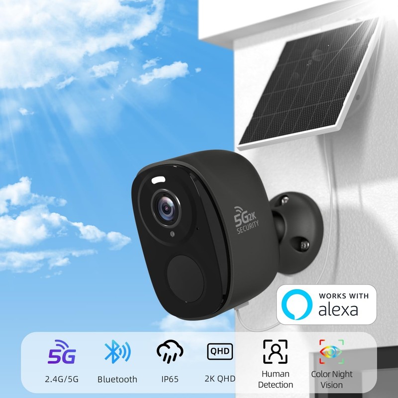 RICHCHO 4pcs Wireless Security Cameras Outdoor,5G/2.4G Solar Cameras, 2K Gray gallery