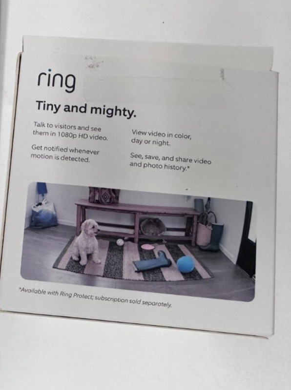 Ring Indoor Cam, white, and Ring 10 ft Power Adapter, New gallery