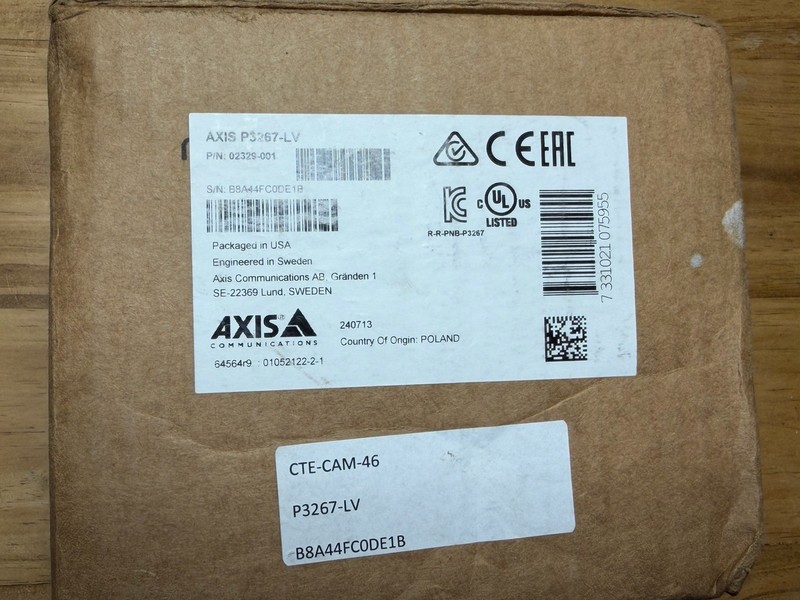 Axis P3267-LV (P/N- 02329-001) FAST SHIPPING NIB