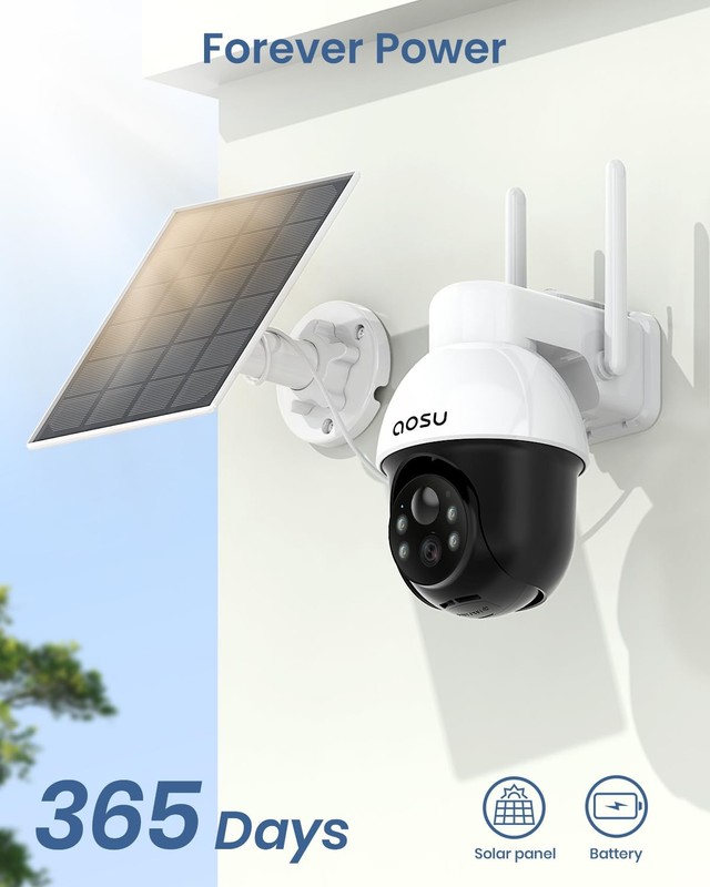 Solar Security Camera Wireless Outdoor with Panoramic PTZ, Human Auto Trackin... gallery