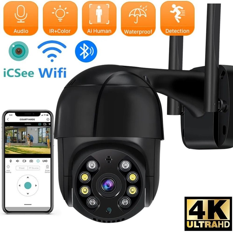 8MP 4K IP Camera 5MP Speed Dome Auto Tracking Outdoor Wireless WIFI PTZ SmartCam