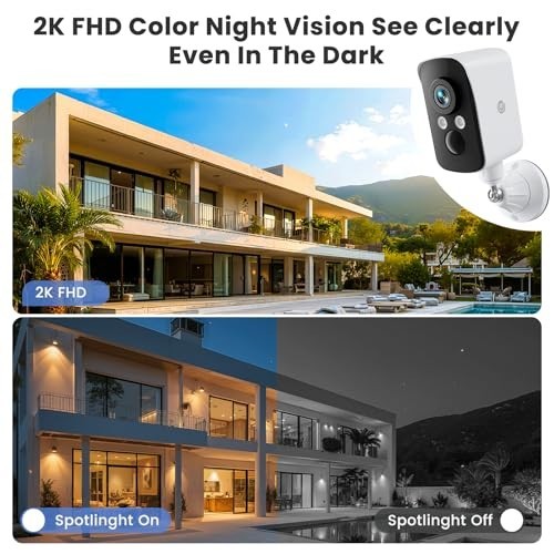 300° Wireless Outdoor Security Camera, 2K Night Vision, AI Detection, 360° View, gallery