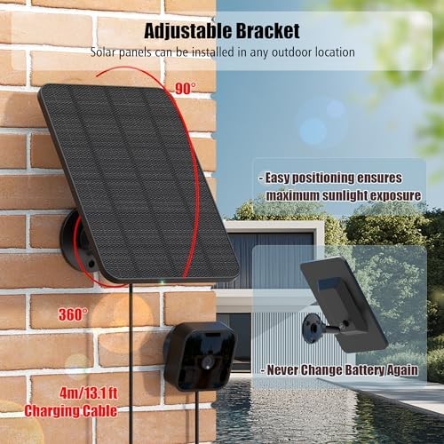 4 Pack Solar Panels for Blink Outdoor Cameras, 13.1ft Cable, Easy Mounting, Weat gallery
