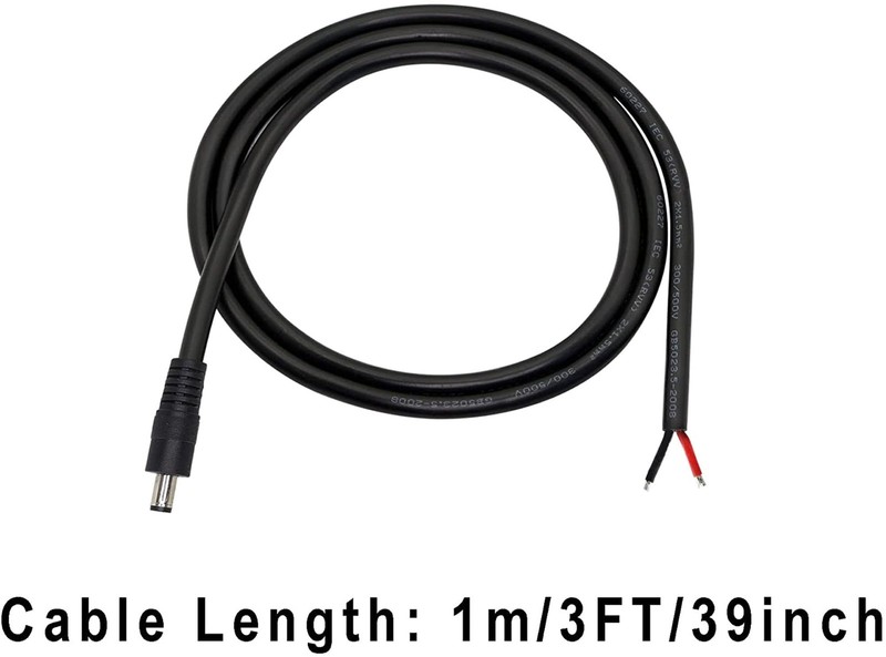 SHANFEILU DC Power Pigtails Cable 5.5mm x 2.5mm 100 centimeters, Black gallery