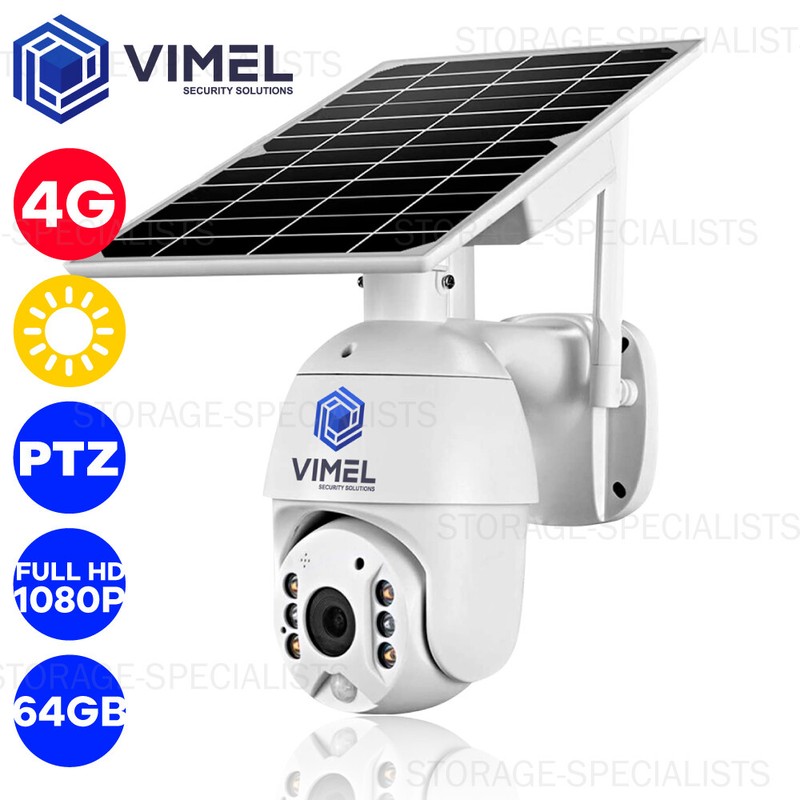 Solar Security Camera 4G 64GB Battery PTZ Home Farm Outdoor Sim Card no WIFI