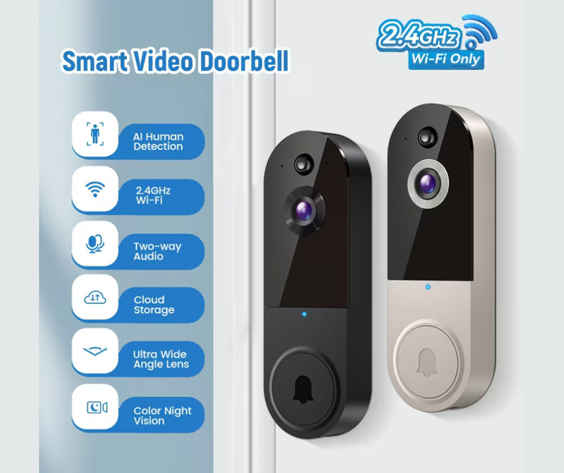 Wireless Smart Video Door Bell for Home Use, Battery Powered WiFi Camera, Night gallery