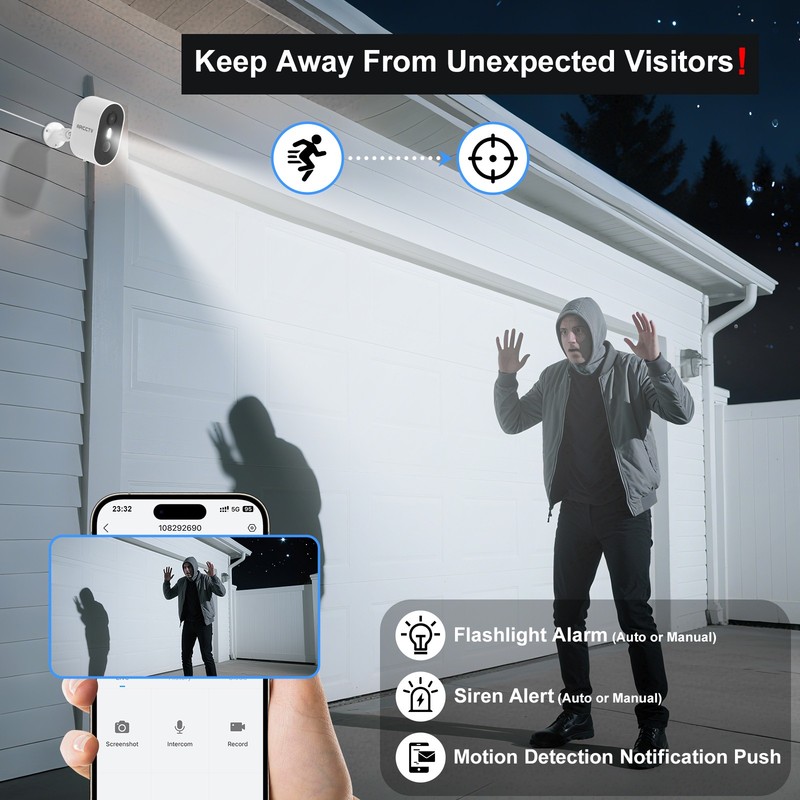 ARCCTV 2Pack 4MP WiFi6 Wireless Outdoor Security Camera Color Night +Solar Panel gallery