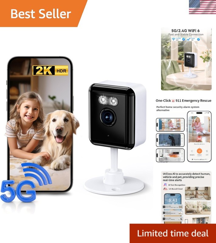 Dual Band 2K Security Camera with Two-Way Talk for Baby and Pet Monitoring