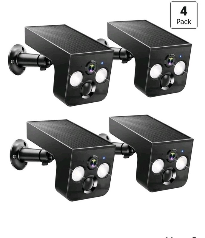 TOVDOR 2K Solar/Battery Wireless Wi-Fi Outdoor Cameras Night Vision 4-Pack