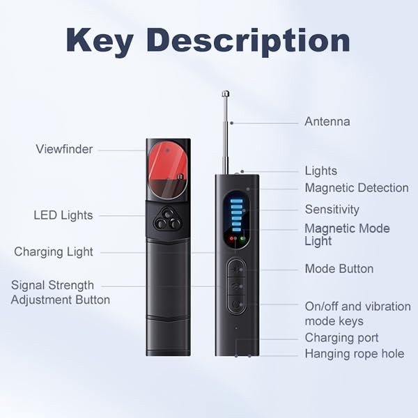 Hidden Camera Detector, Anti Spy Camera Finder Wireless Rechargeable with 5 L... gallery