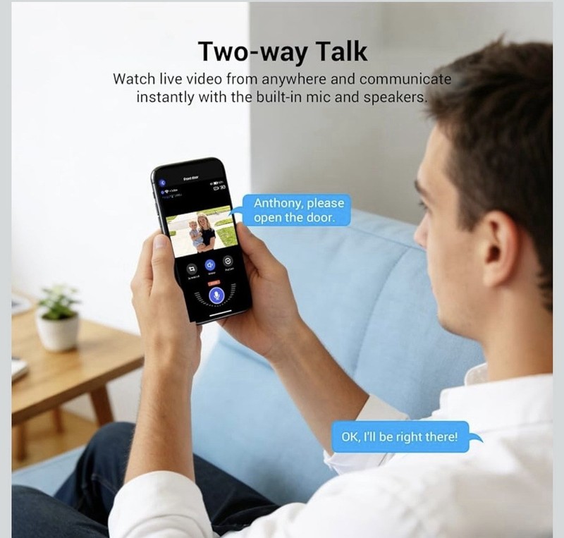 1080p Wireless Wi-Fi Video Doorbell Camera with AI Human Motion Detection, Batt gallery