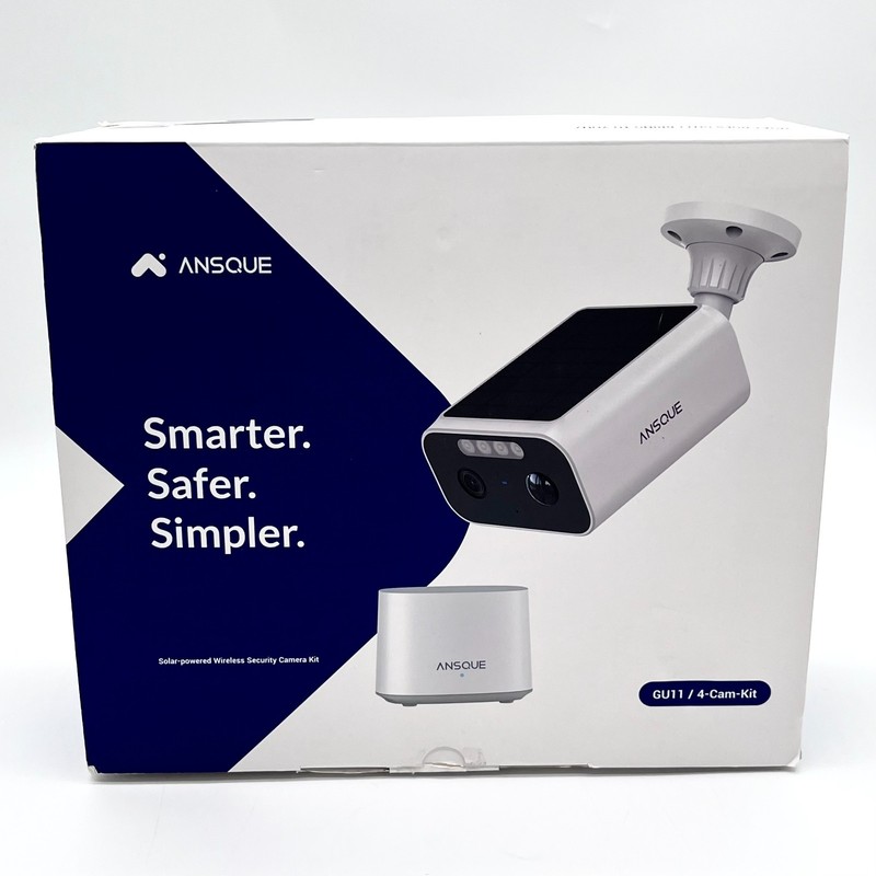 4 Camera Ansque Solar Powered 2K Wireless Home Security Camera w/ Hub GU11