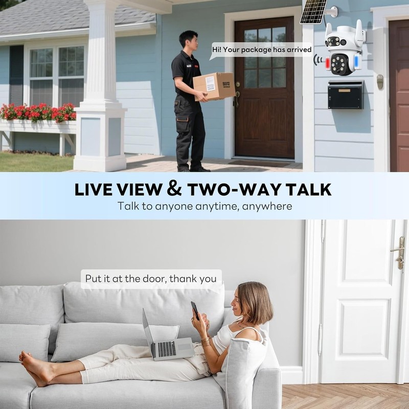 Solar Powered Wireless Security Camera with Dual Lens Color Night Vision gallery