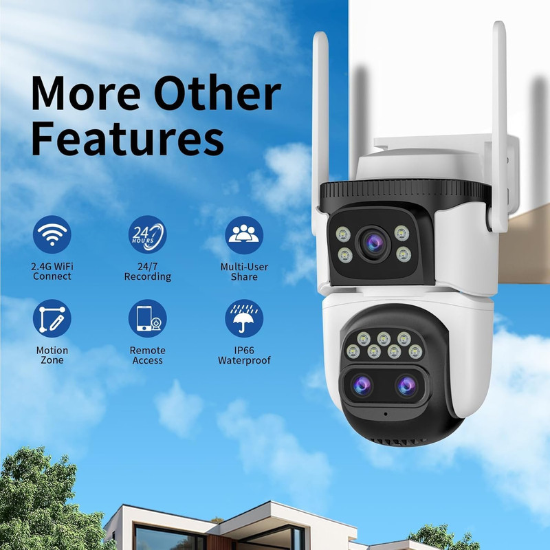 Three-Lens Security Camera,2K Outdoor Camera,Human Detection,Home Security Camer gallery
